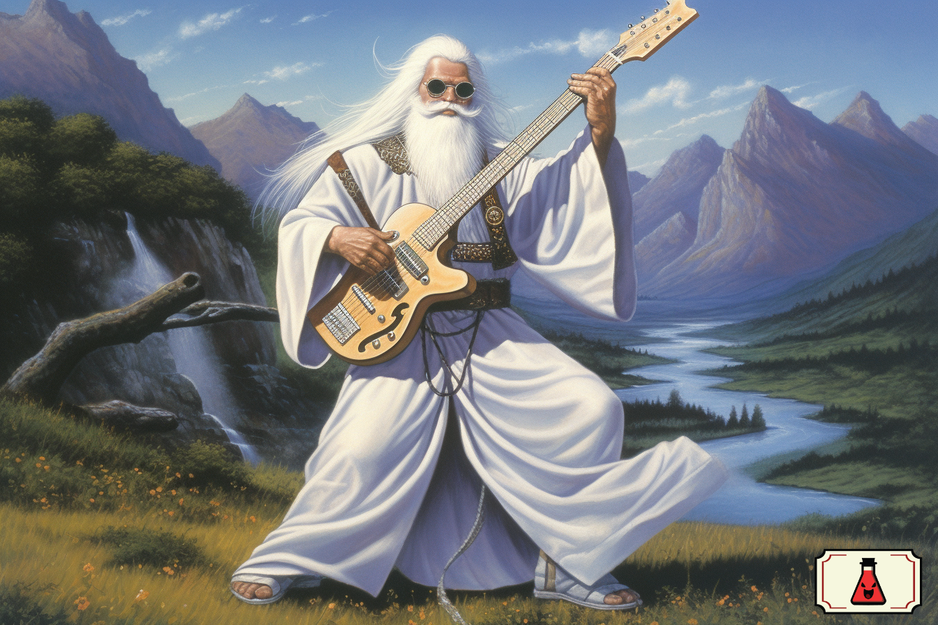 Multiple Intelligences Wizard playing guitar in nature